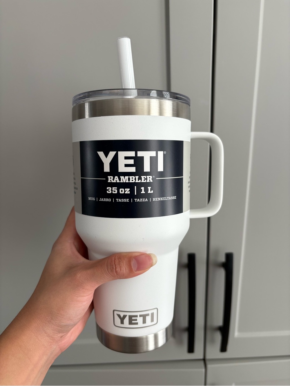 Yeti White 35oz Rambler Straw Mug with Handle